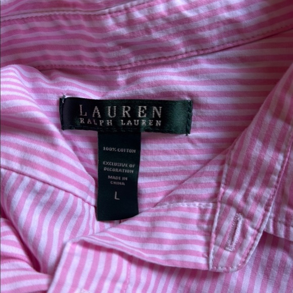 Pink Striped Women's Sleep Shirt Size L - Picture 9 of 10